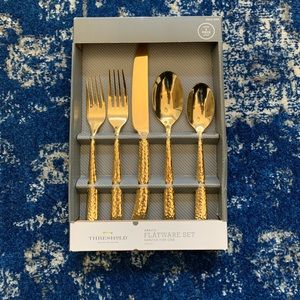 5 piece set of Threshold Gold Arkita Flatware. Service for 1